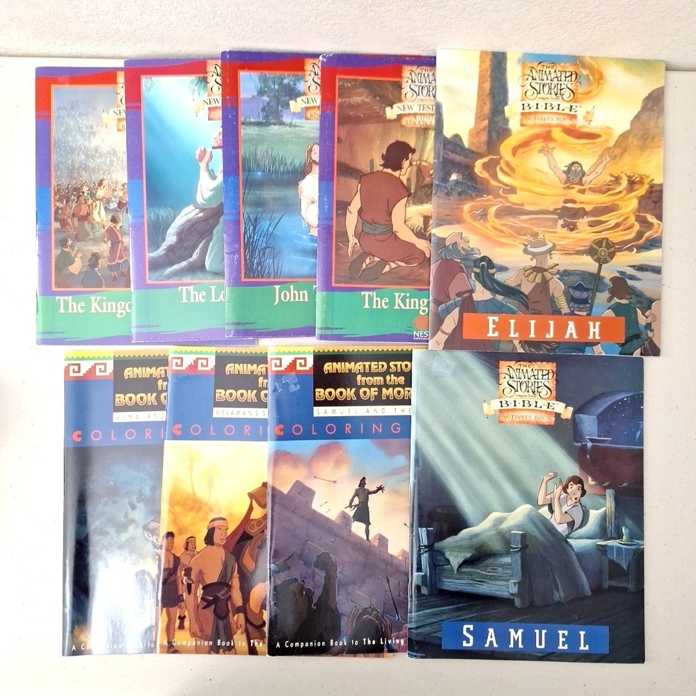 VTG 1993  Animated Stories From The Bible Activity &‎ Coloring Books UNUSED (9)
